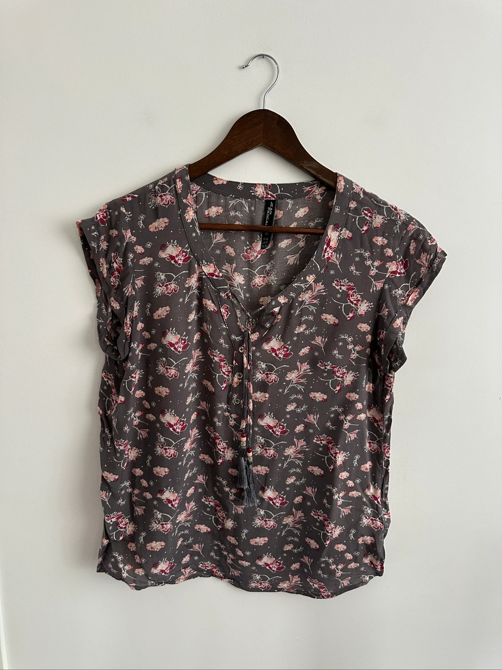Blusa fluida floral de viscosa Jean Pascale M 38 (Boho)
